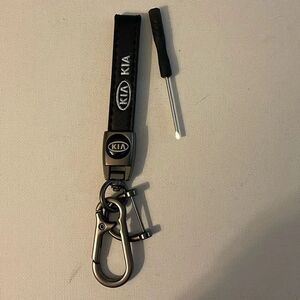Kia Key Fob Keychain in Black Leather NWT